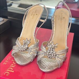 Kate Spade Metallic Silver Embellished Heels
